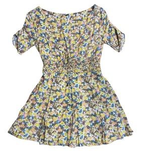 Free People Forget me Not Mini size:4 white/yellow/blue/tan/pink abstract